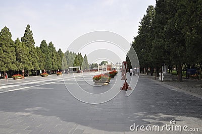 Beijing, 7th may: Long wide walkway to the Lingxing Gate from Temple of Heaven in Beijing Editorial Stock Photo