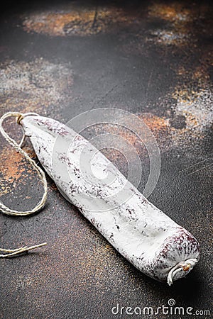 Longaniza sausage on old metall background Stock Photo