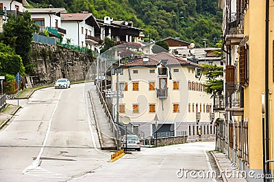 Empty streets of Longarone in cloudy day Editorial Stock Photo