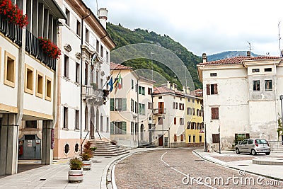 Empty streets of Longarone in cloudy day Editorial Stock Photo