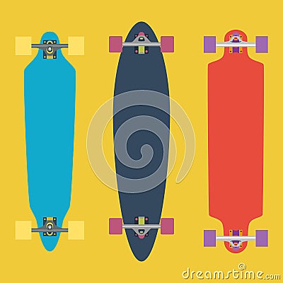 Longboard flat Vector Illustration