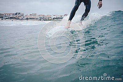 Longboard surfer nose ride on a small wave Stock Photo