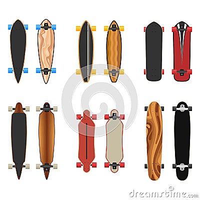 Longboards set two sides Vector Illustration