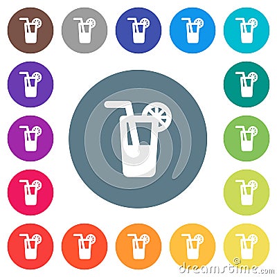 Longdrink flat white icons on round color backgrounds Stock Photo