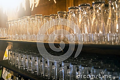 Longdrink glasses in a row Stock Photo