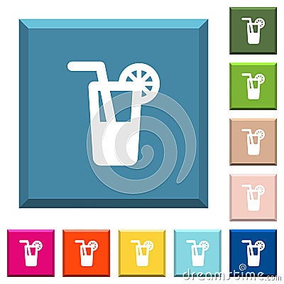 Longdrink white icons on edged square buttons Stock Photo