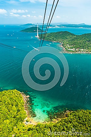 The Longest Cable Car, Phu Quoc Island in Vietnam Stock Photo