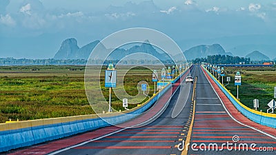 The longest road bridge in Thailand Editorial Stock Photo