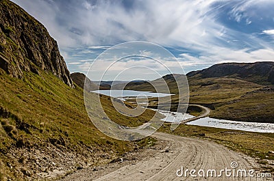 The longest road in Greenland leads from Kangerlussuaq to Point 660 by the icecap through many valleys and across the rivers. The Stock Photo