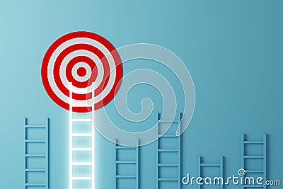 Longest white ladder growing up growth to aiming high to goal target. 3d illustration Cartoon Illustration