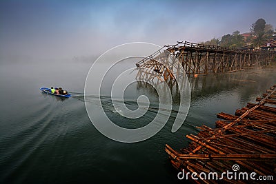 Longest wooden bridge Stock Photo