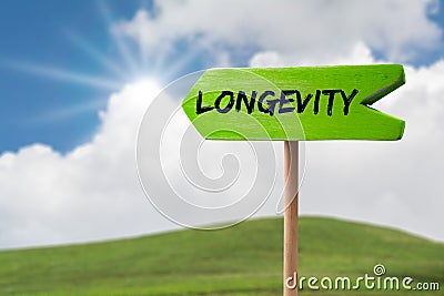 Longevity arrow sign Stock Photo