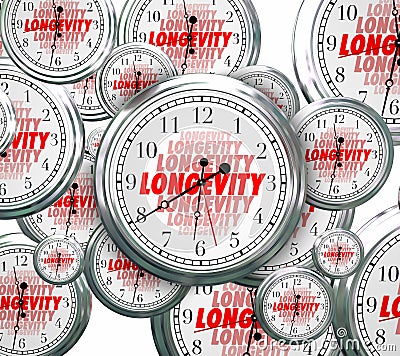 Longevity Word Clocks Time Flying Durable Lasting Experience Con Stock Photo