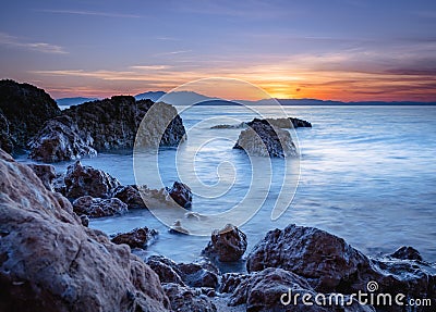 Longexposure at the beach in greece Stock Photo