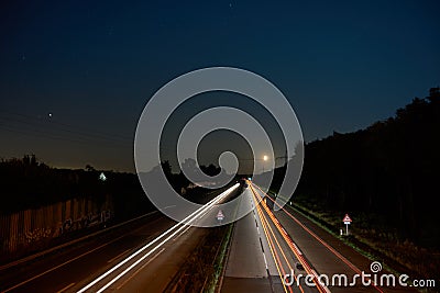 Longexposure picture of a highway Stock Photo
