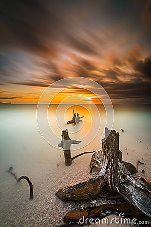 Longexposure sunset taken Stock Photo