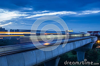 Longexposure a train in thailand Stock Photo