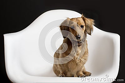 Longhair Dachshund Stock Photo