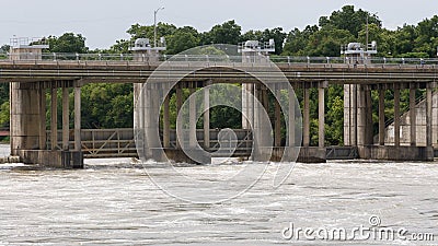 Longhorn Dam releasing turbulent water Stock Photo
