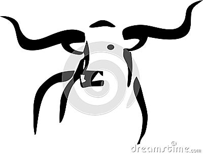 Longhorn standing in grass Vector Illustration