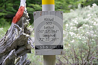 Longitude at the Torres del Paine National Park, Chilean Patagonia, Chile Editorial Stock Photo