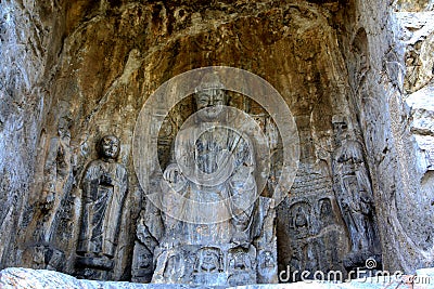 Longmen Caves, Dragon Gate Grottoes, in Luoyang city Stock Photo