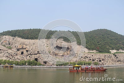 Longmen Grottoes in Luoyang, Henan province, China Park Editorial Stock Photo