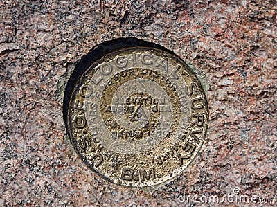 Longs Peak Summit Benchmark Stock Photo