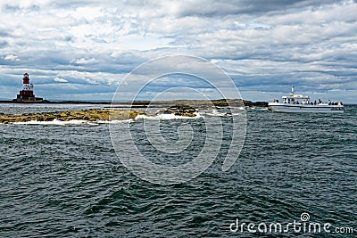 Longstone Lighthouse boat trip in the farne Islands - United Kingdom Editorial Stock Photo