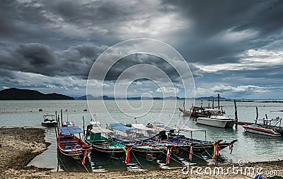 Longtail boats in Ko Samui, Thailand Editorial Stock Photo