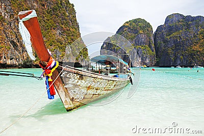 Longtail boats, Maya bay, Thailand Editorial Stock Photo