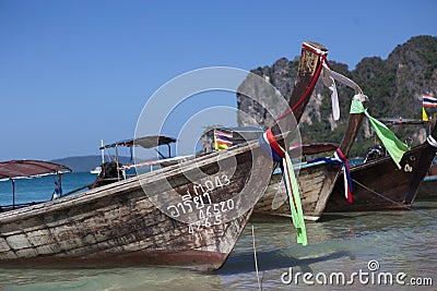 Longtail boats at Railey beach Editorial Stock Photo