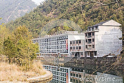 Longwan Lake National Forest rural home inns Editorial Stock Photo