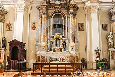 Interiors of catholic church Chiesa Vecchia in Lonigo Editorial Stock Photo