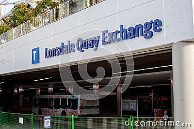 The Lonsdale Quay bus exchange, where the Seabus terminal, meets the bus loop for BC Translink and West Van public transit on the Editorial Stock Photo