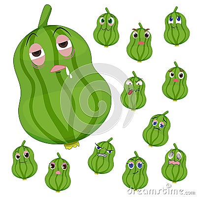 Loofah cartoon with many expressions Vector Illustration