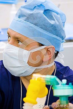 Look of the anesthesiologist Stock Photo