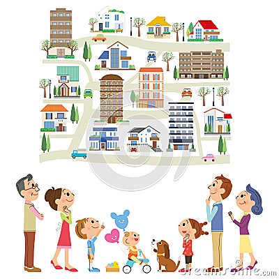 look for an article in three-generation family Vector Illustration