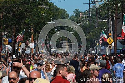 At look at the crowds of the Feast of the Assumption in Cleveland`s Little Italy - OHIO Editorial Stock Photo