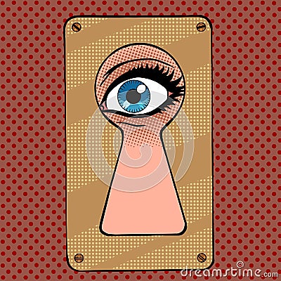 Look through the keyhole snooping Vector Illustration