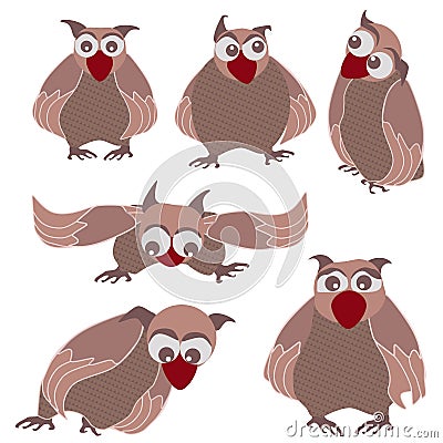 Little curious owl Cartoon Illustration