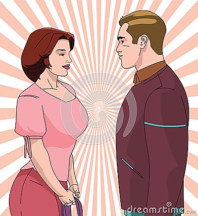 The Look of Love: A Vector Illustration of Two People Lost in Each Other's Gaze Vector Illustration