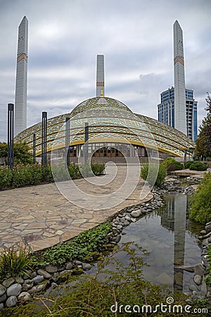 Look at the Mother's Heart Mosque close-up. Argun, Chechen Republic Editorial Stock Photo