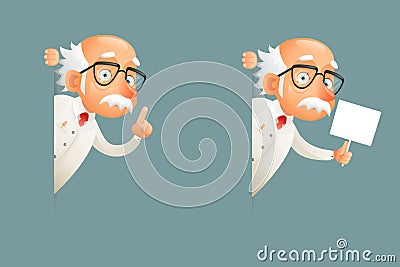 Look Out Corner Old Wise Scientist Character Icons Cartoon Design Vector Illustration Vector Illustration