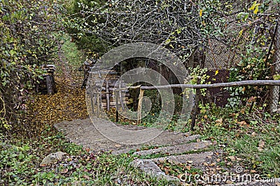 Look toward mountain path in the village Lakatnik Stock Photo