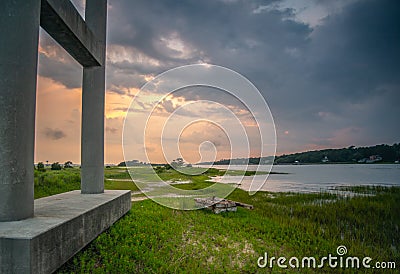 Sunset Over the Atlantic Intracoastal Waterway Stock Photo