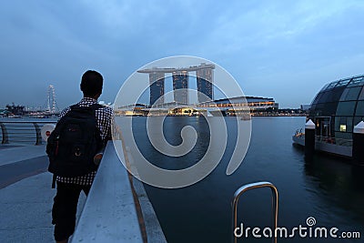 Look view Marina Bay Sands Singapore Editorial Stock Photo