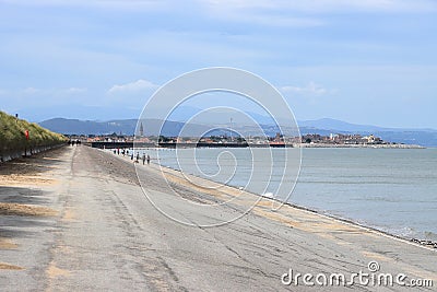 Looking across Barkby beach toward Rhyl Stock Photo