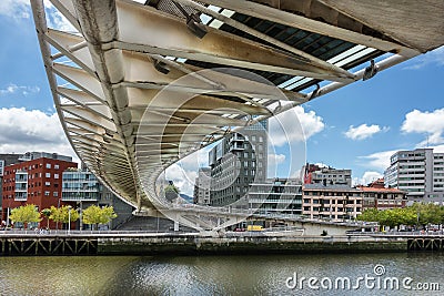Zubizuri bridge in Bilbao Editorial Stock Photo