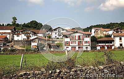 Typical village in the Spanish Basque region Editorial Stock Photo